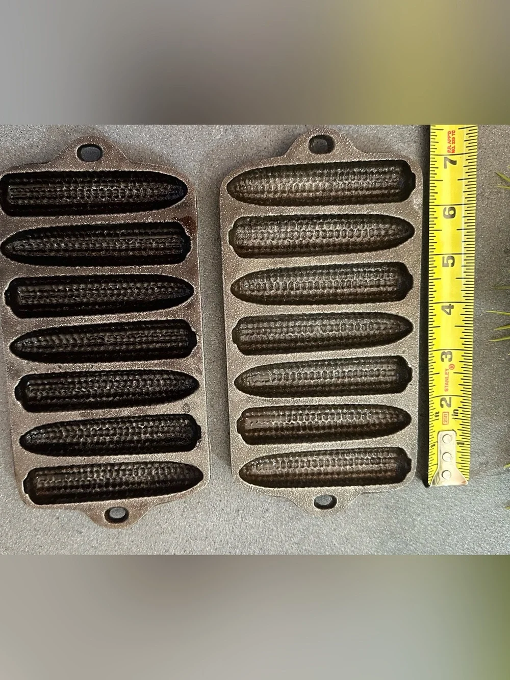 2 Antique Cast Iron Mini Corn Mold. Set of 2